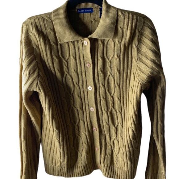 Vintage Karen Scott Cable Knitted Cardigan Sweater Button-Up Women's Size Large - Picture 5 of 11
